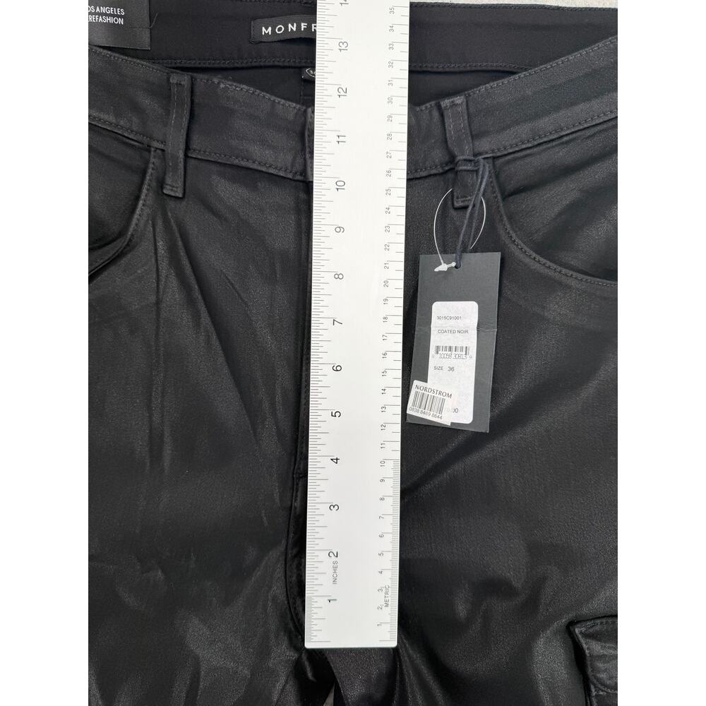 NWT Monfrere Preston Coated Noir Stretch Skinny Cargo Jeans Size Men's 36 - Picture 11 of 12